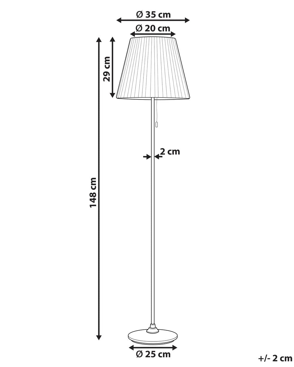 Mosiężna lampa podłogowa z białym abażurem 148 cm