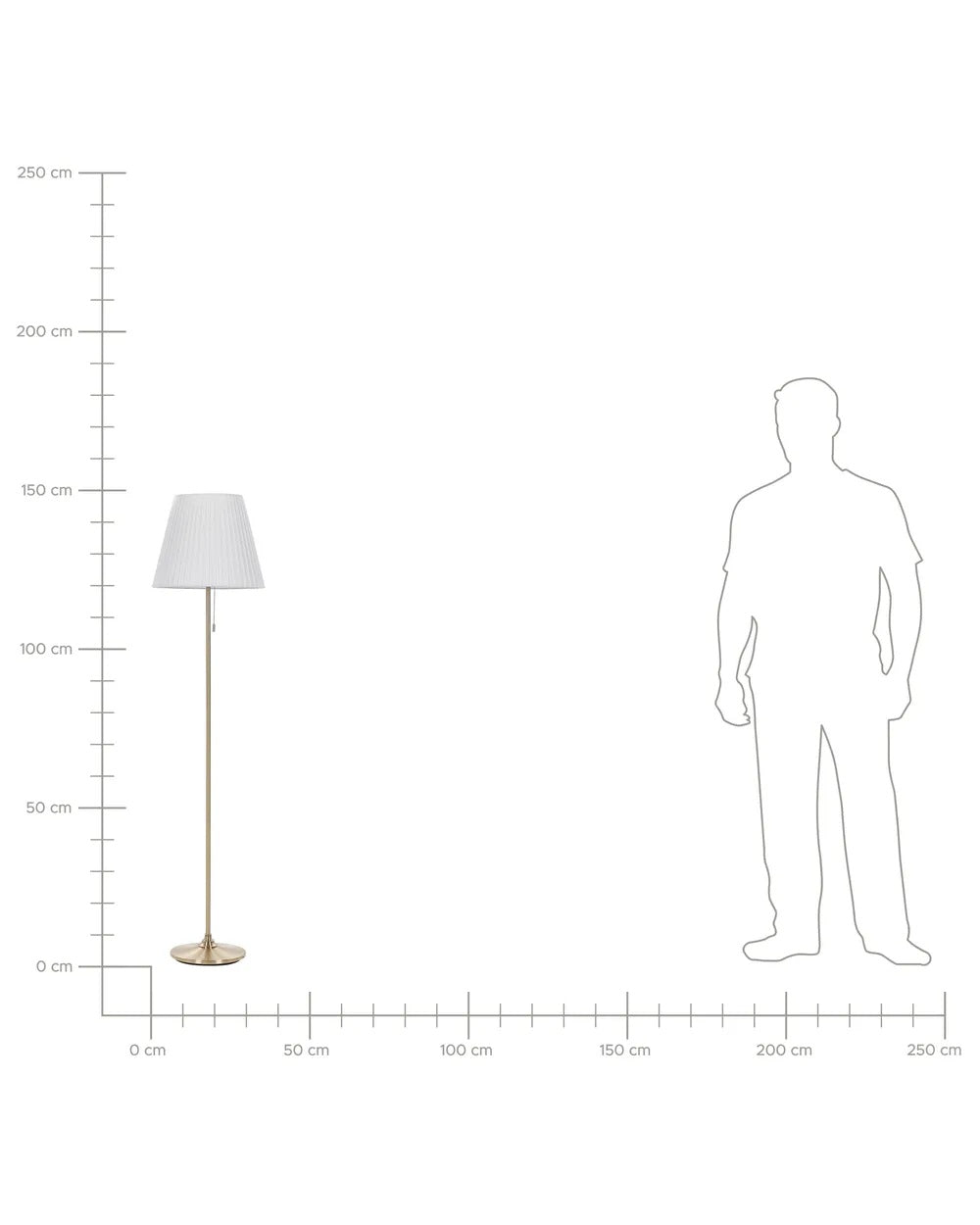 Mosiężna lampa podłogowa z białym abażurem 148 cm