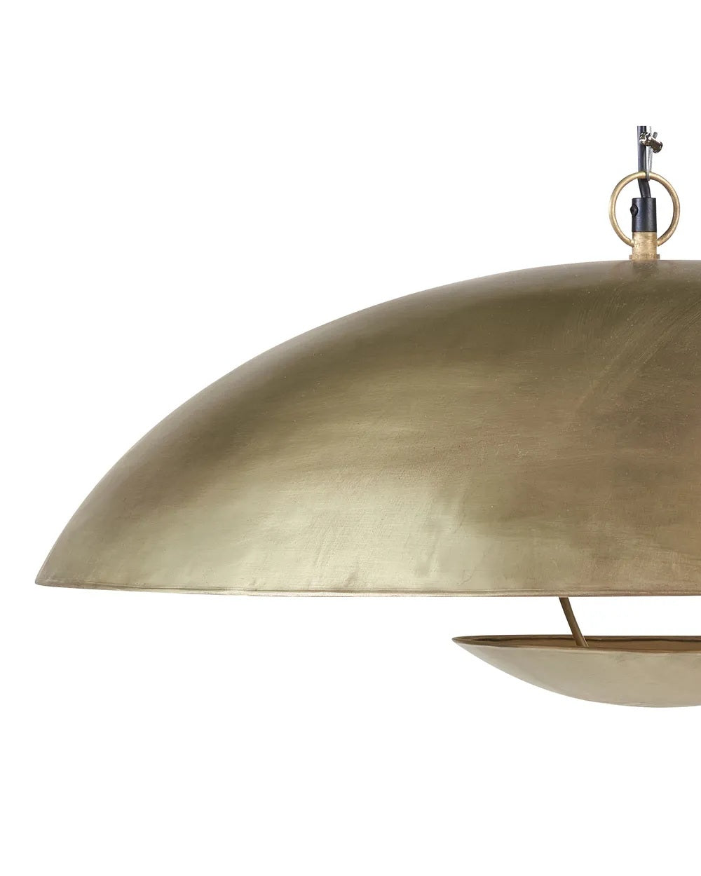 Mosiężna lampa wisząca z metalowym kloszem 60 cm