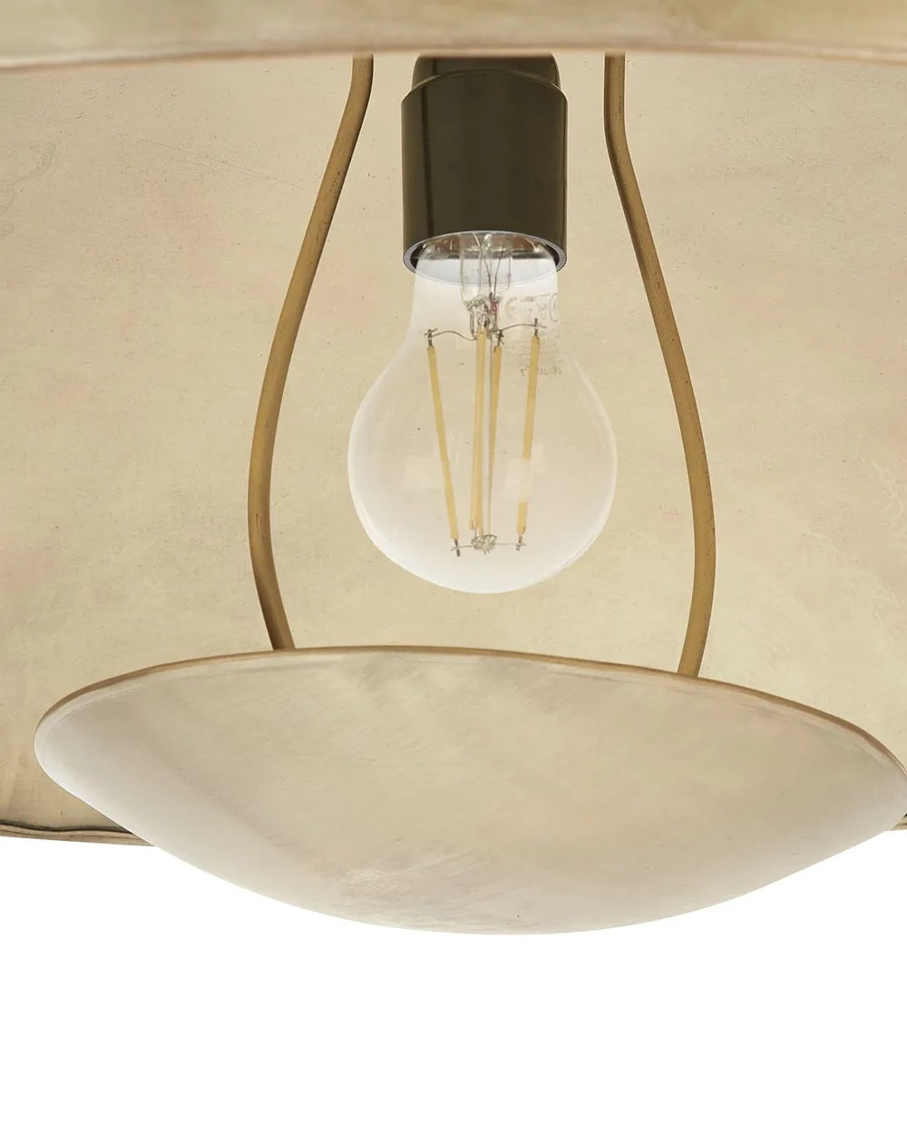 Mosiężna lampa wisząca z metalowym kloszem 60 cm
