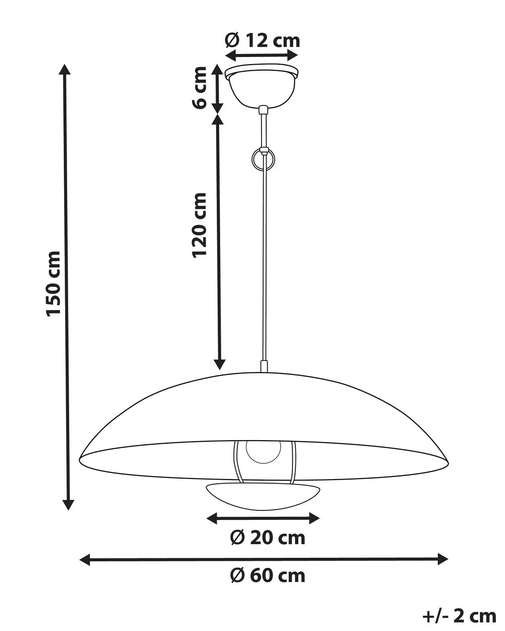 Mosiężna lampa wisząca z metalowym kloszem 60 cm