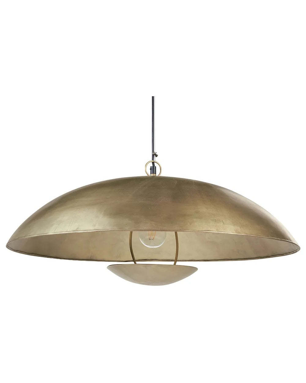 Mosiężna lampa wisząca z metalowym kloszem 60 cm