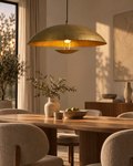 Mosiężna lampa wisząca z metalowym kloszem 60 cm