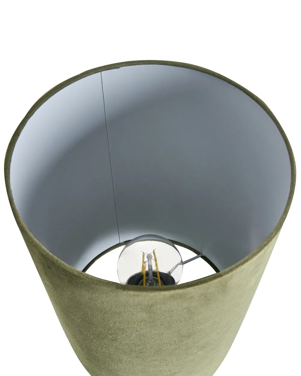 Oliwkowa lampa stołowa z abażurem z ekozamszu 62 cm