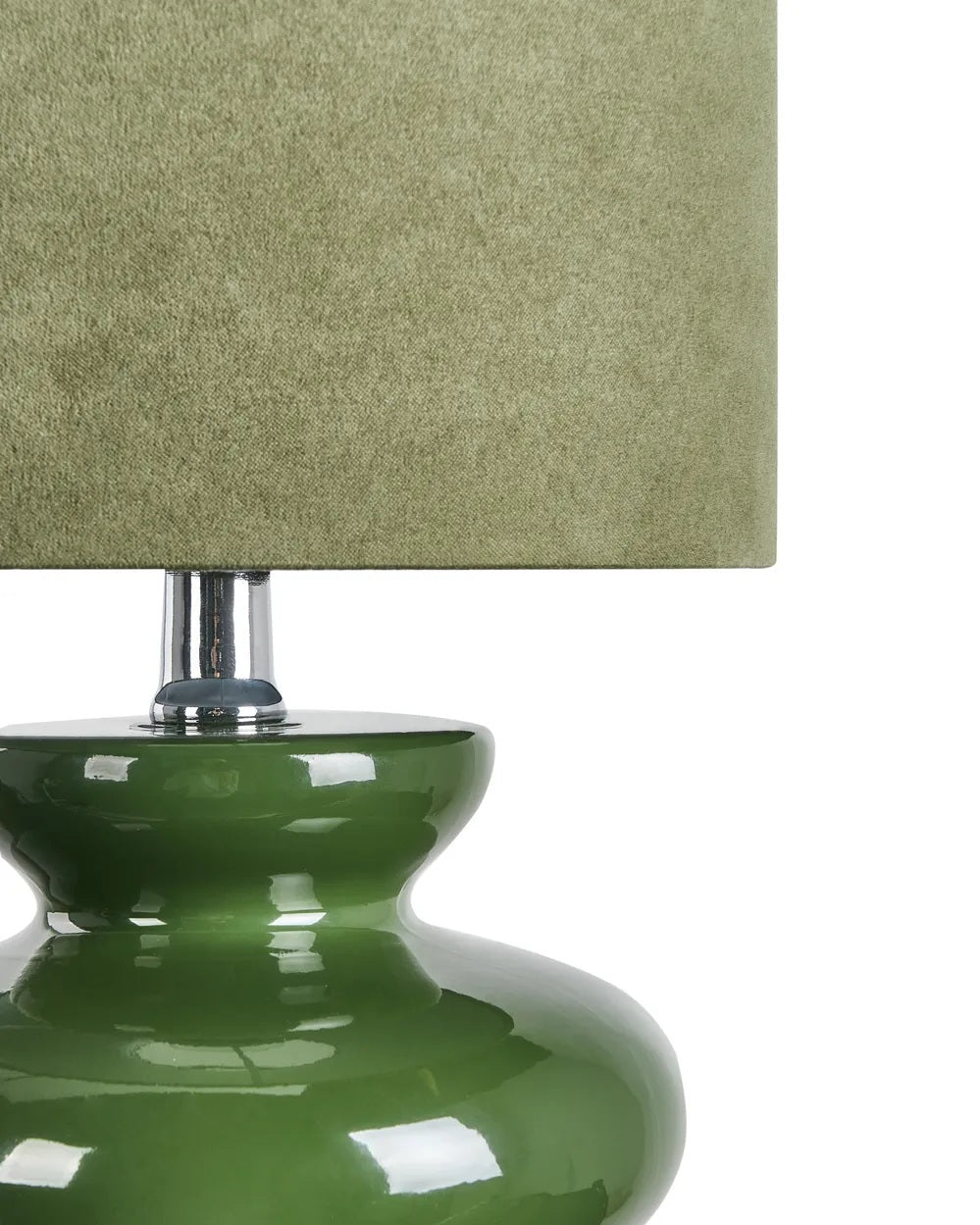 Oliwkowa lampa stołowa z abażurem z ekozamszu 62 cm