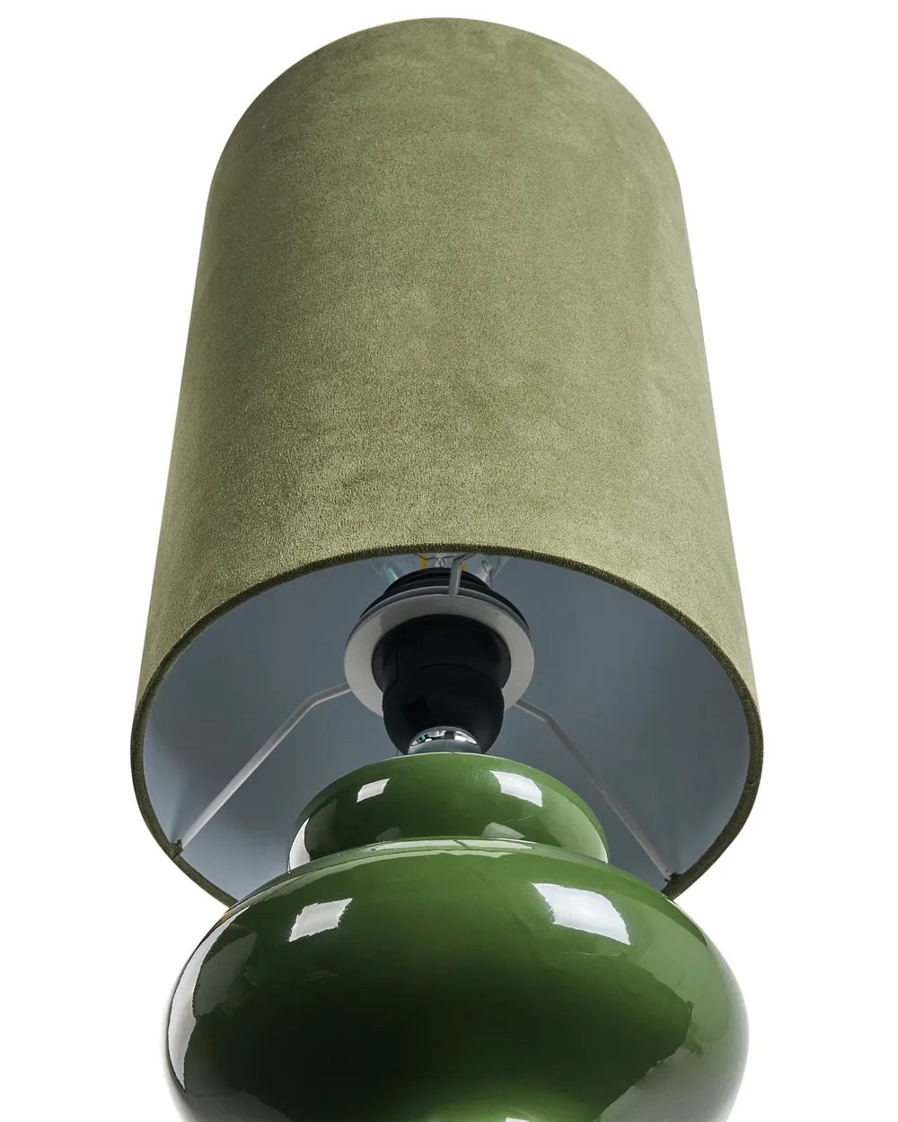 Oliwkowa lampa stołowa z abażurem z ekozamszu 62 cm