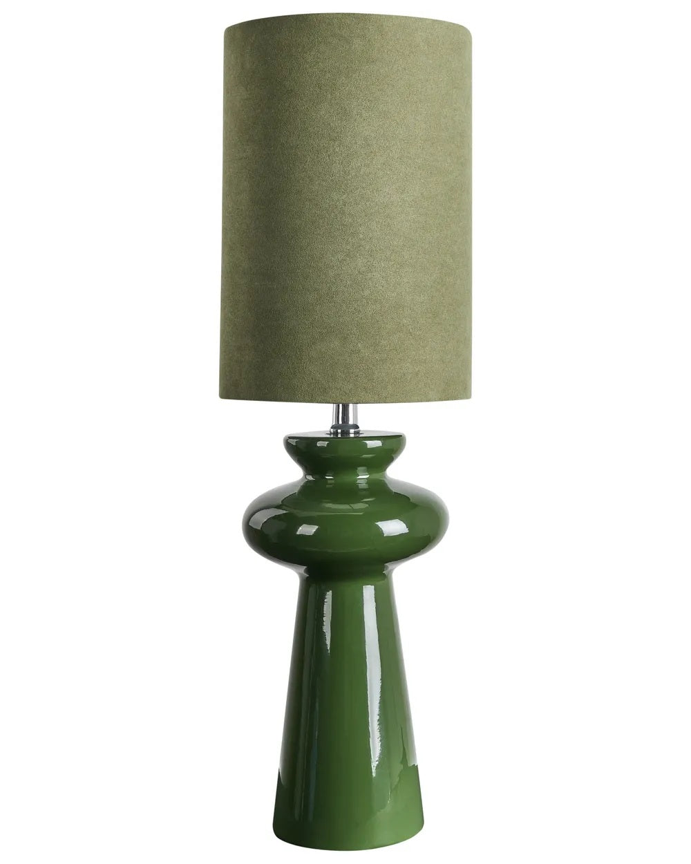 Oliwkowa lampa stołowa z abażurem z ekozamszu 62 cm