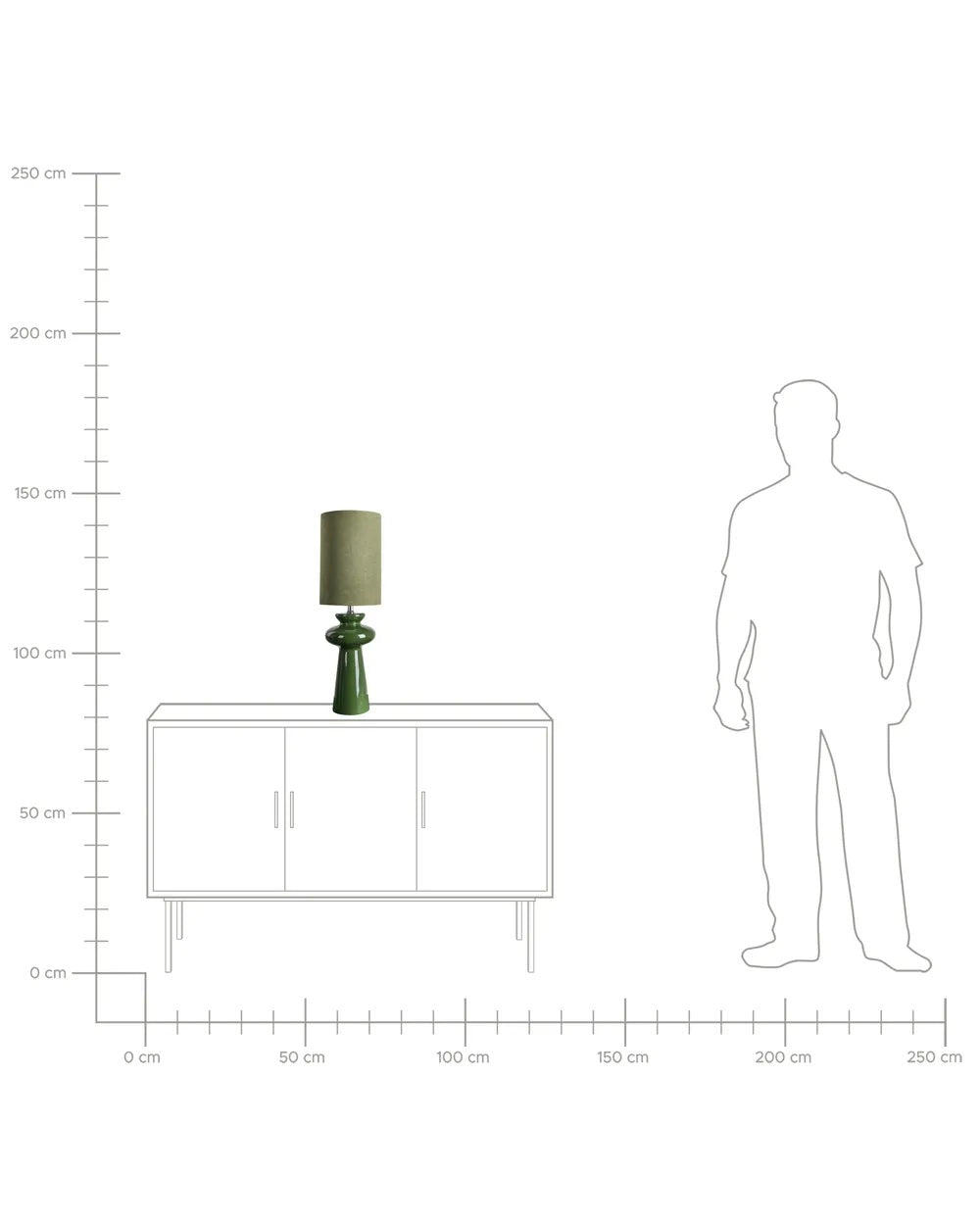 Oliwkowa lampa stołowa z abażurem z ekozamszu 62 cm