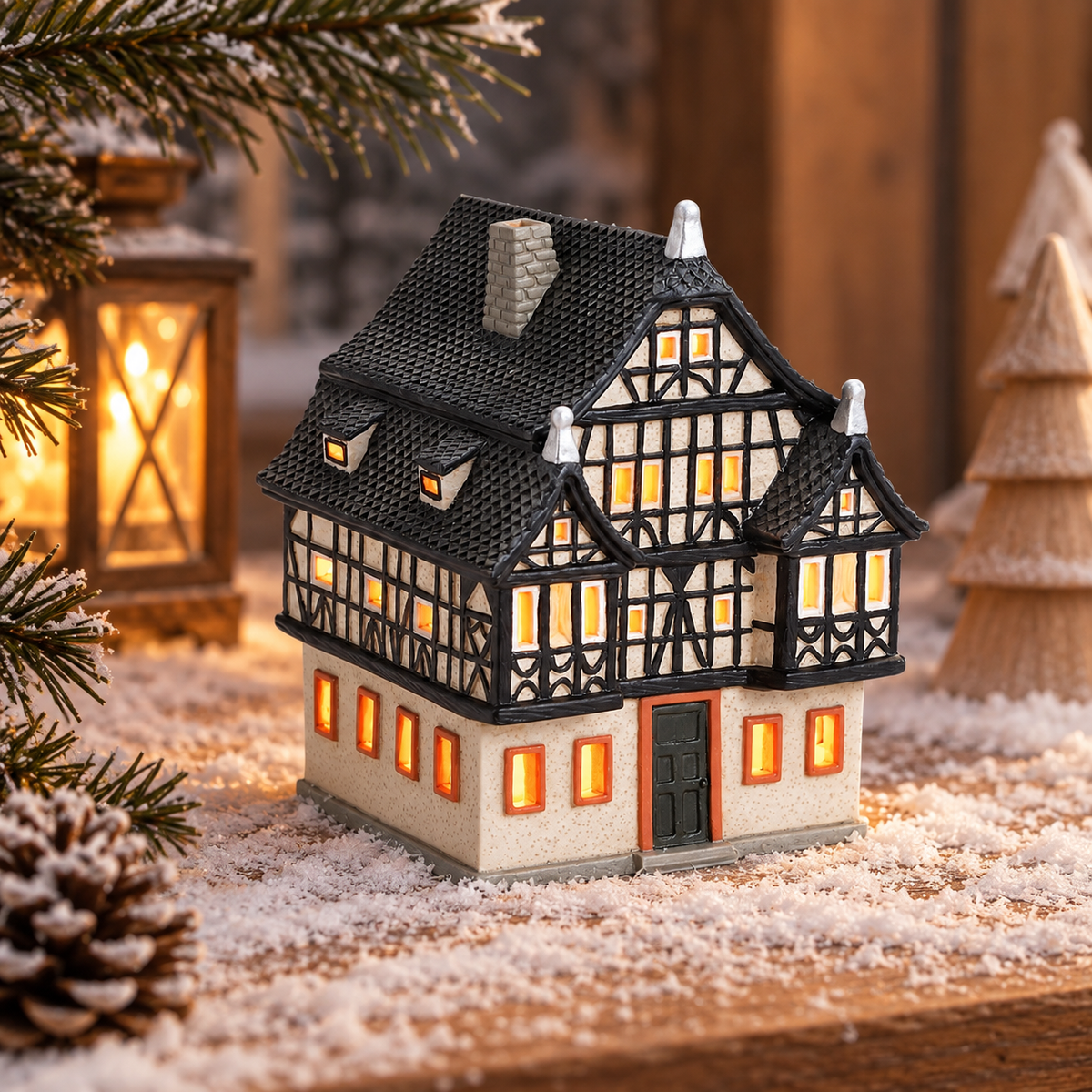 Porcelanowy domek świąteczny – kamienica 18 cm