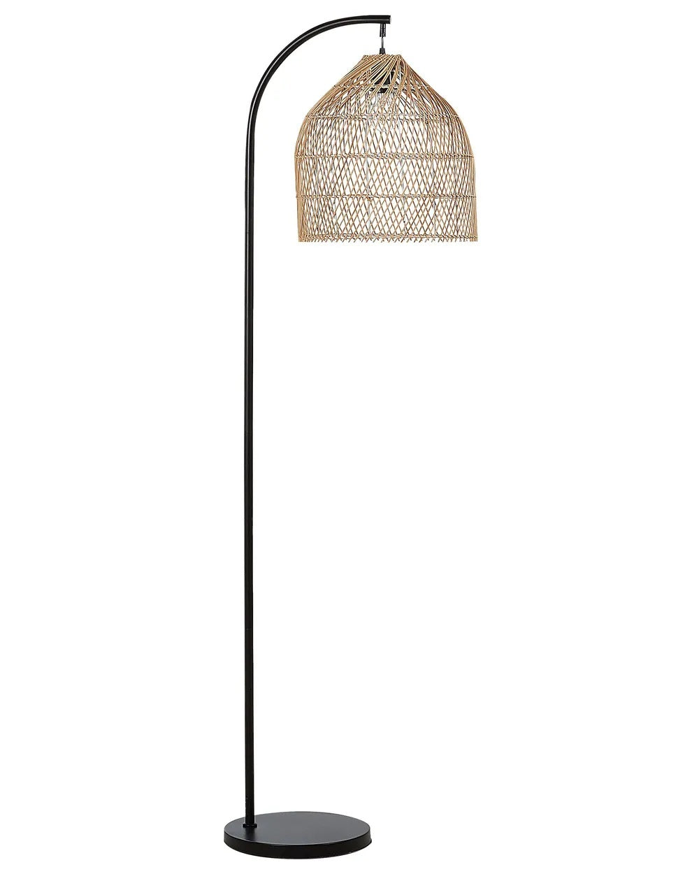 Rattanowa lampa podłogowa z ażurowym kloszem 165 cm