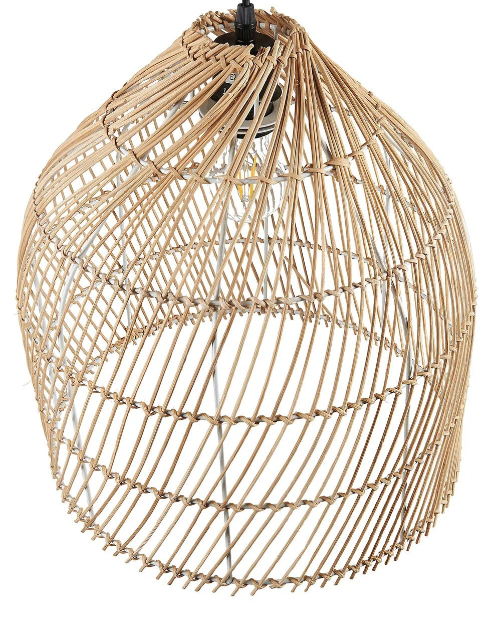 Rattanowa lampa podłogowa z ażurowym kloszem 165 cm