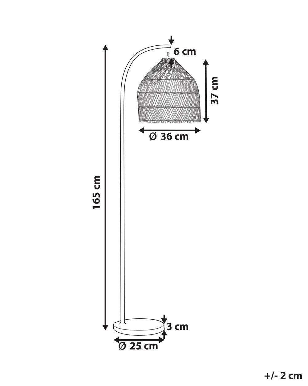Rattanowa lampa podłogowa z ażurowym kloszem 165 cm