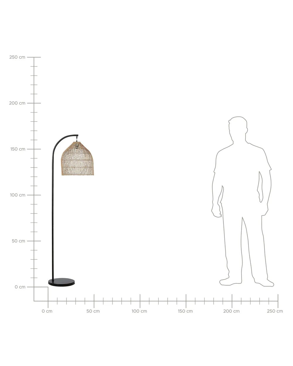 Rattanowa lampa podłogowa z ażurowym kloszem 165 cm