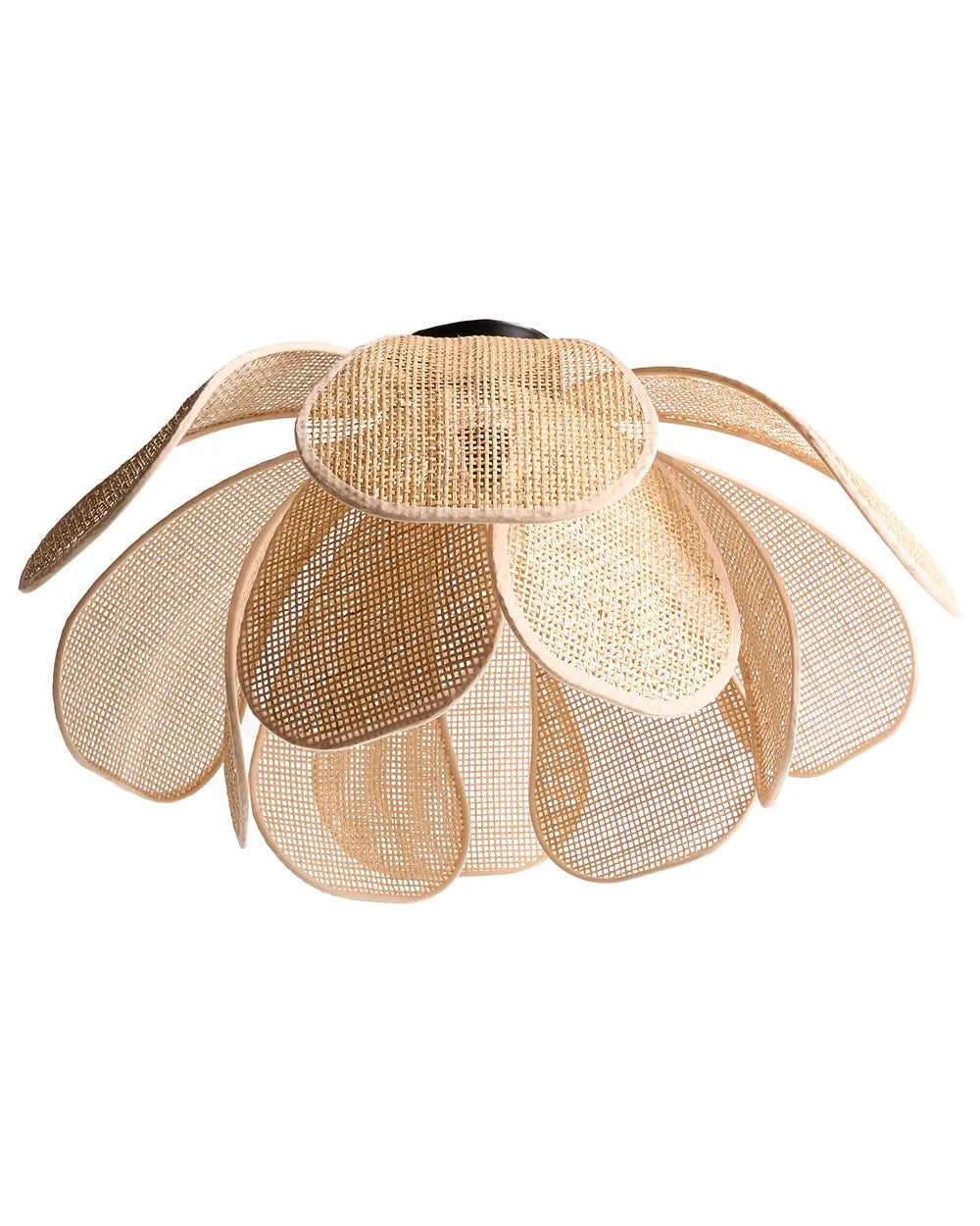 Rattanowa lampa sufitowa z kloszem w kształcie kwiatu 60 cm