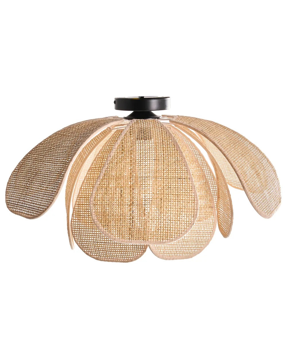 Rattanowa lampa sufitowa z kloszem w kształcie kwiatu 60 cm