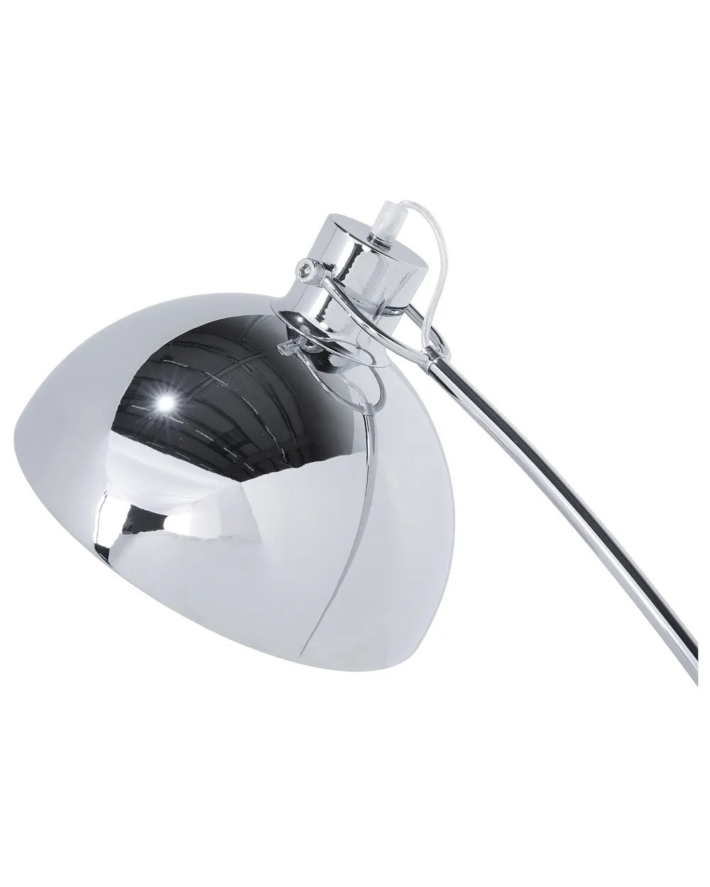 Srebrna metalowa lampa podłogowa z regulowanym kloszem 155 cm