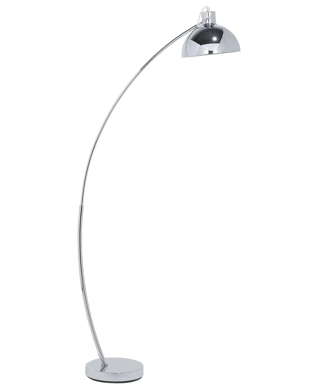 Srebrna metalowa lampa podłogowa z regulowanym kloszem 155 cm