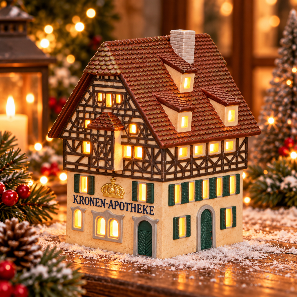 Porcelanowy domek świąteczny – apteka 17 cm