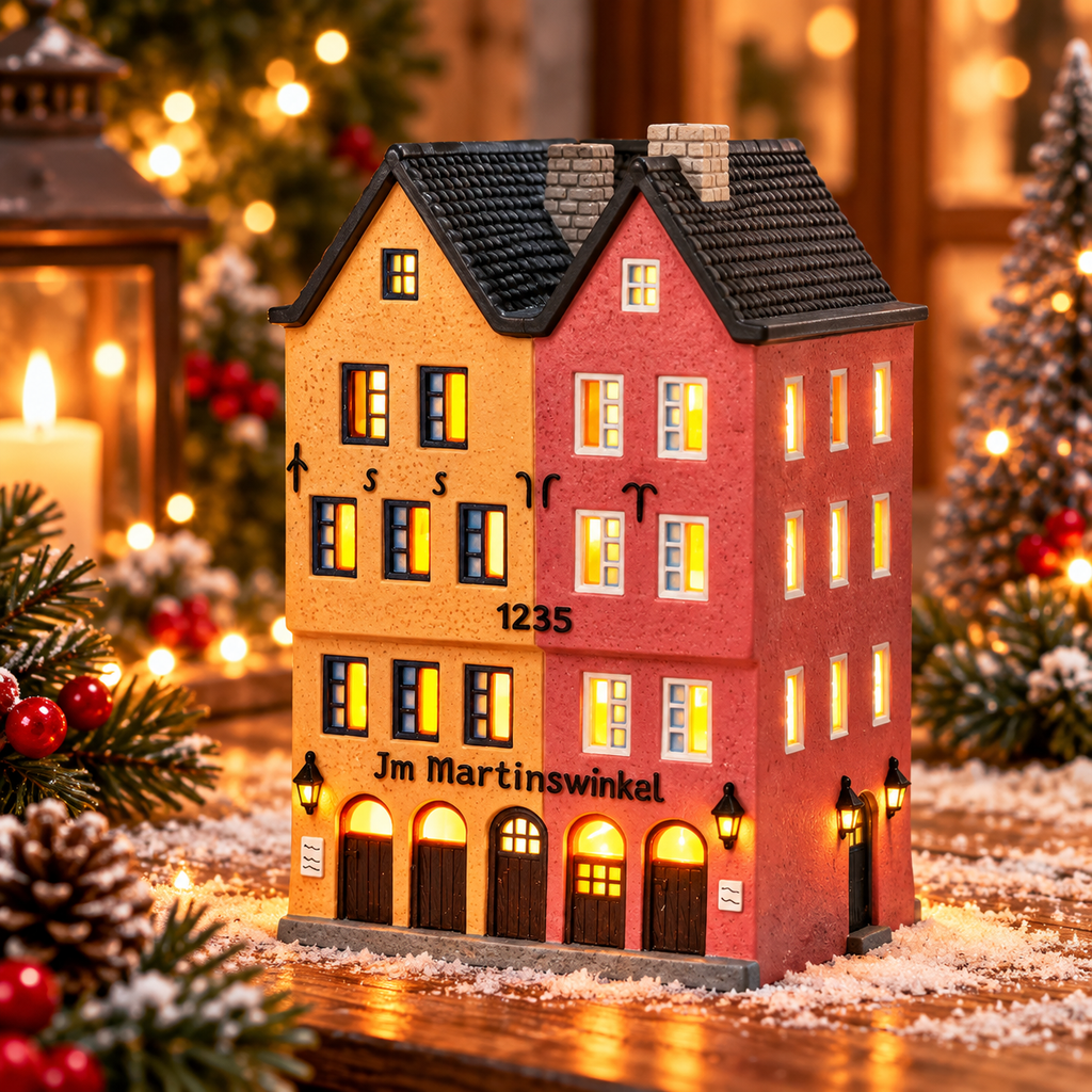 Porcelanowy domek świąteczny – kamienica 17 cm