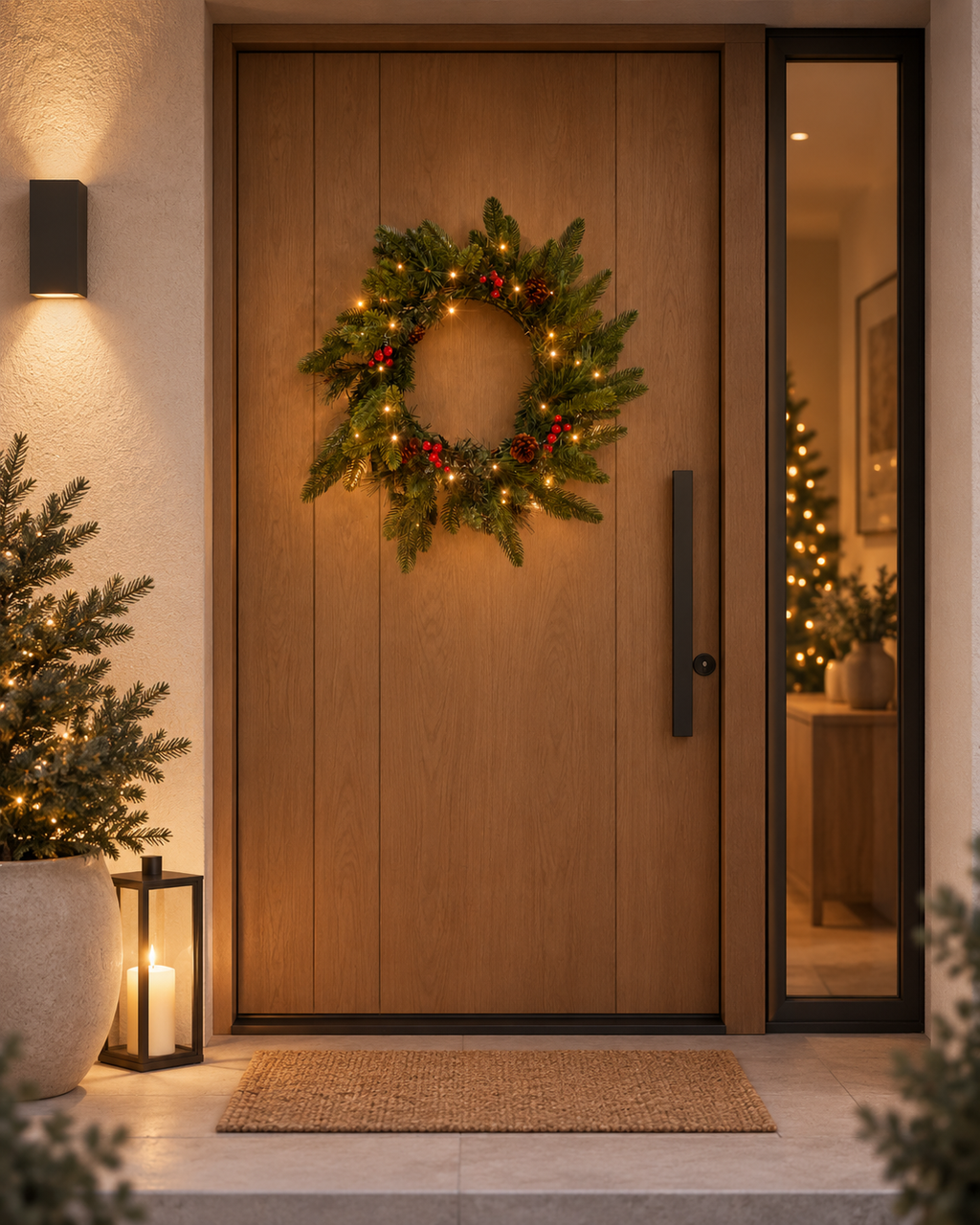 Zielony wieniec świąteczny LED 50 cm