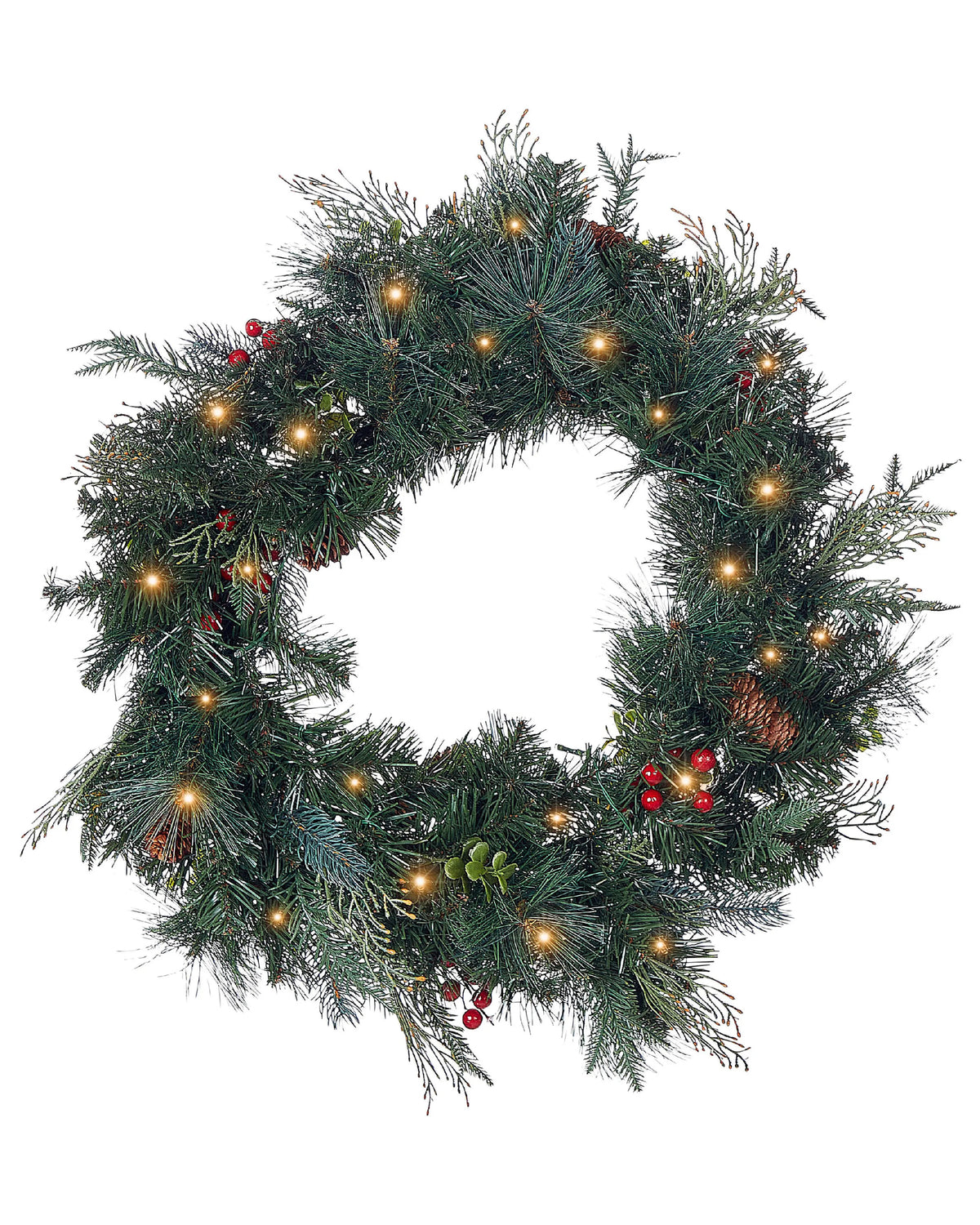 Zielony wieniec świąteczny LED 60 cm