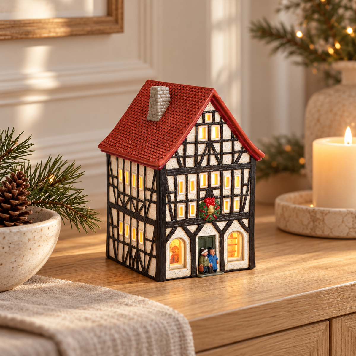 Świąteczny domek porcelanowy - piekarnia 17 cm