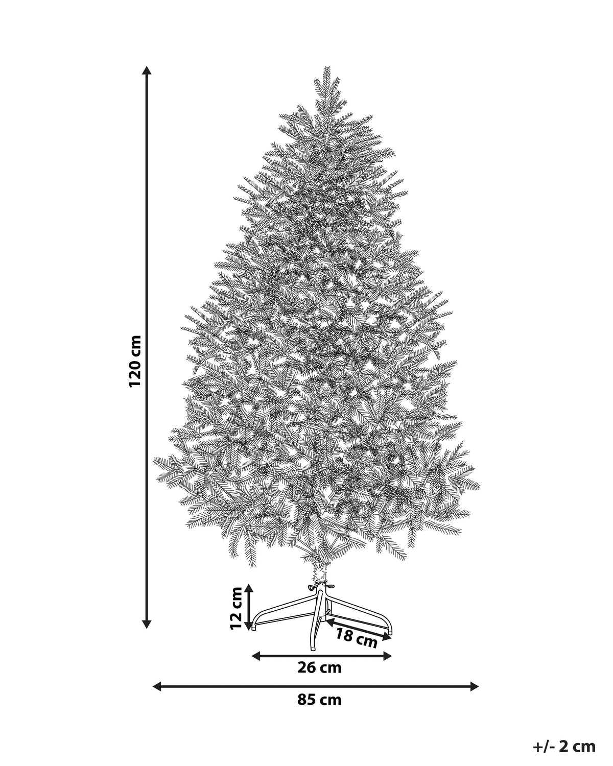 Ośnieżona sztuczna choinka 120 cm z metalowym stojakiem