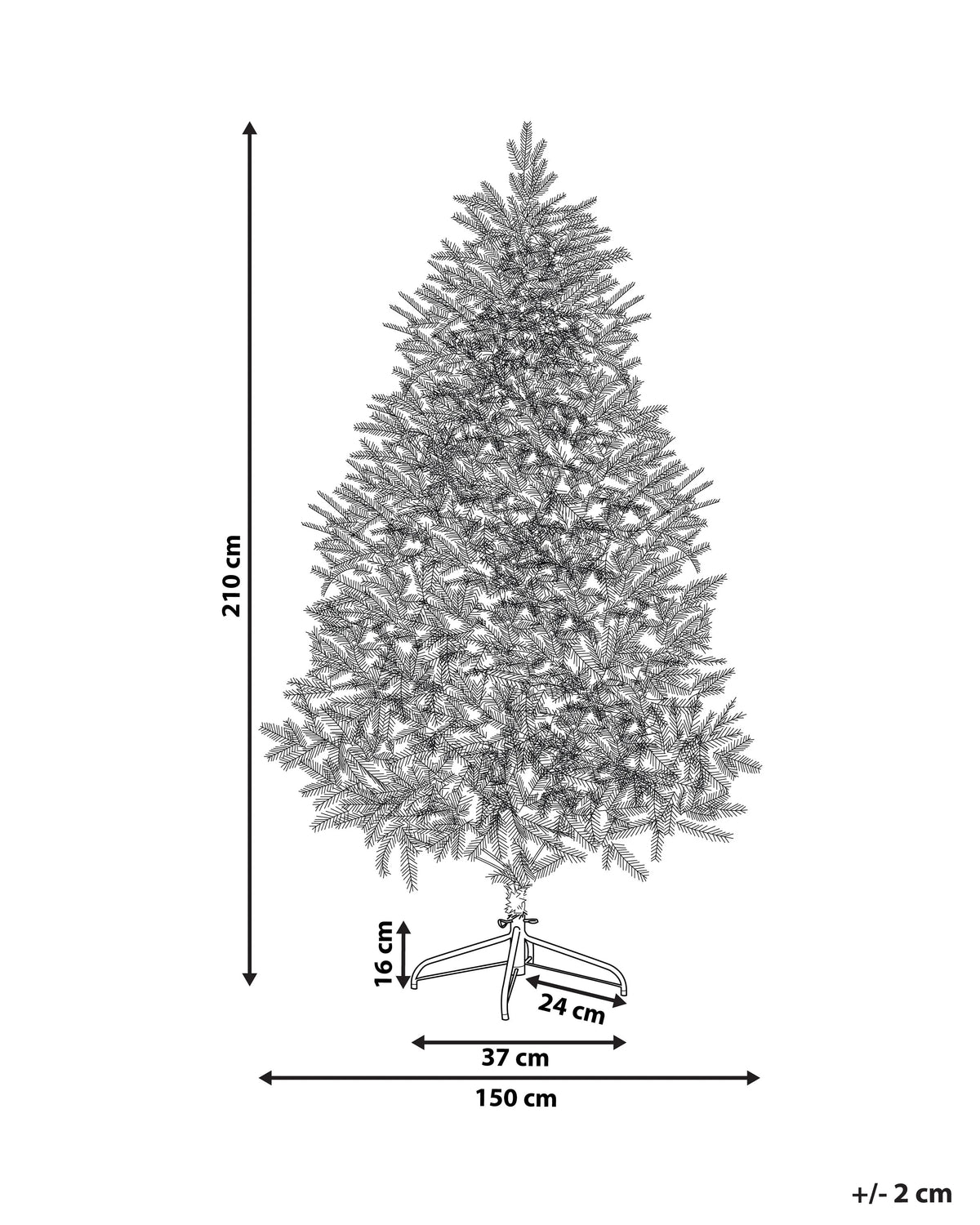Ośnieżona sztuczna choinka 210 cm z metalowym stojakiem