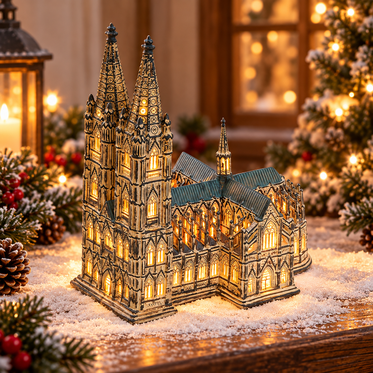 Porcelanowa katedra świąteczna 29 cm