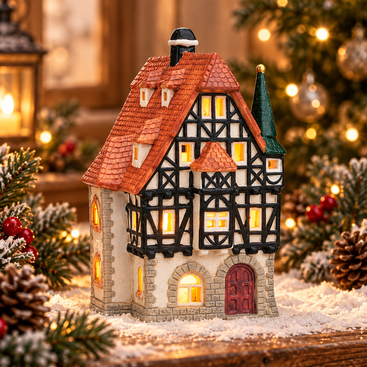 Porcelanowy domek świąteczny – apteka 19 cm
