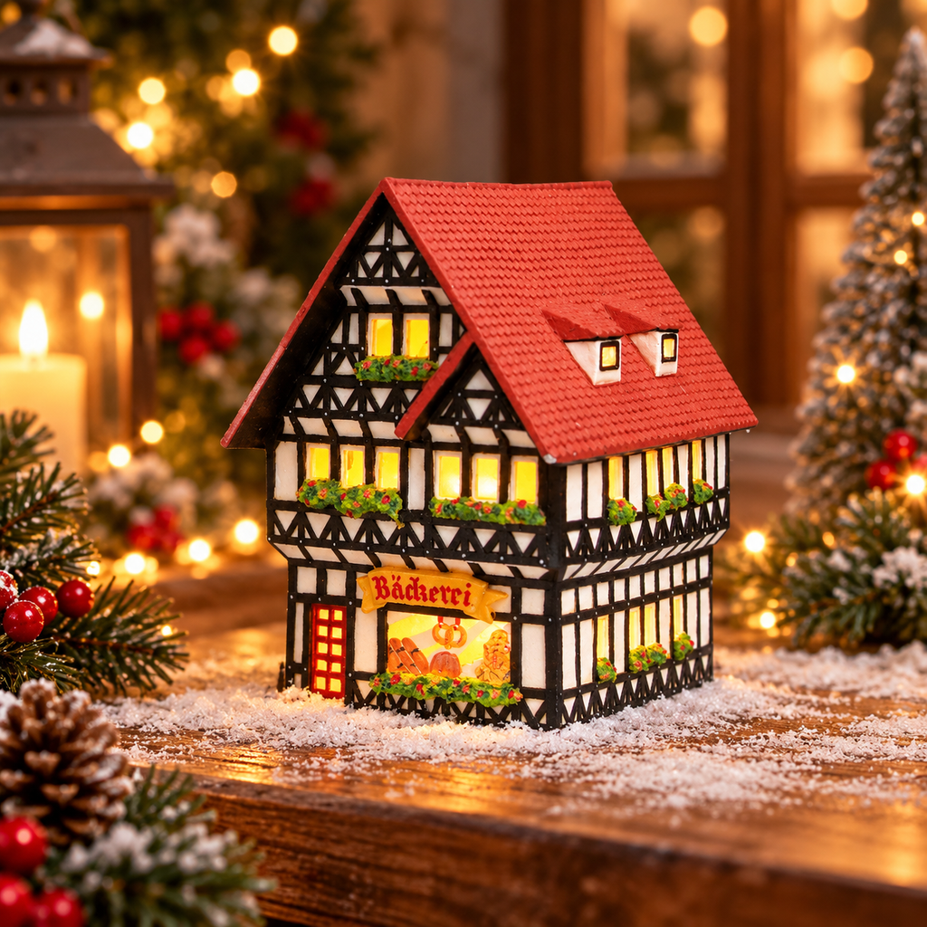 Porcelanowy domek świąteczny – piekarnia 17 cm