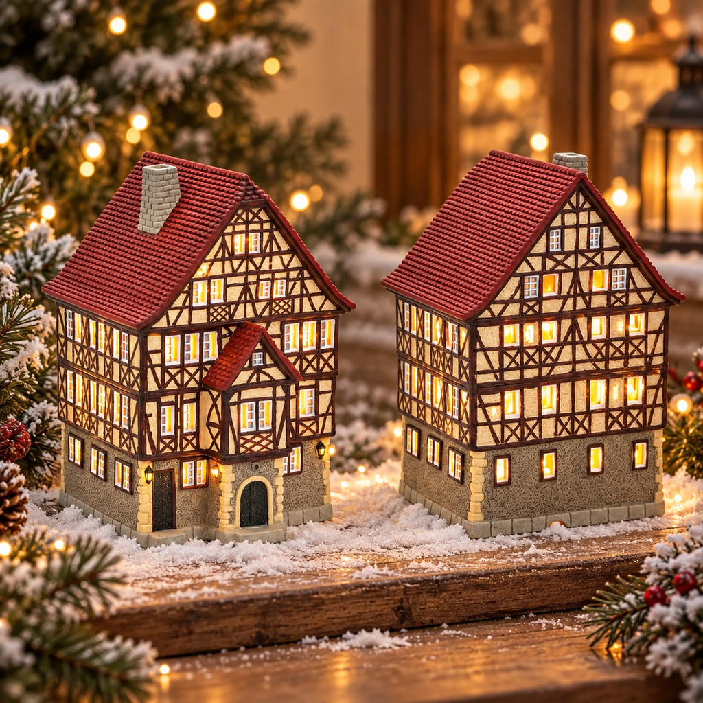 Porcelanowy domek świąteczny – zabytkowa kamienica 18 cm