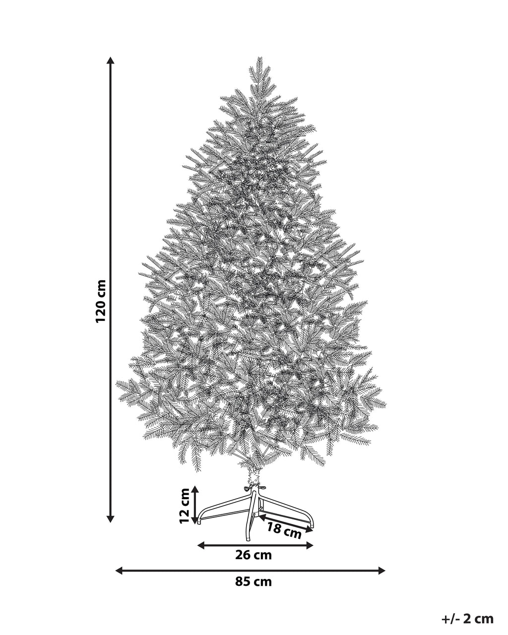 Sztuczna choinka zielona 120 cm z metalowym stojakiem
