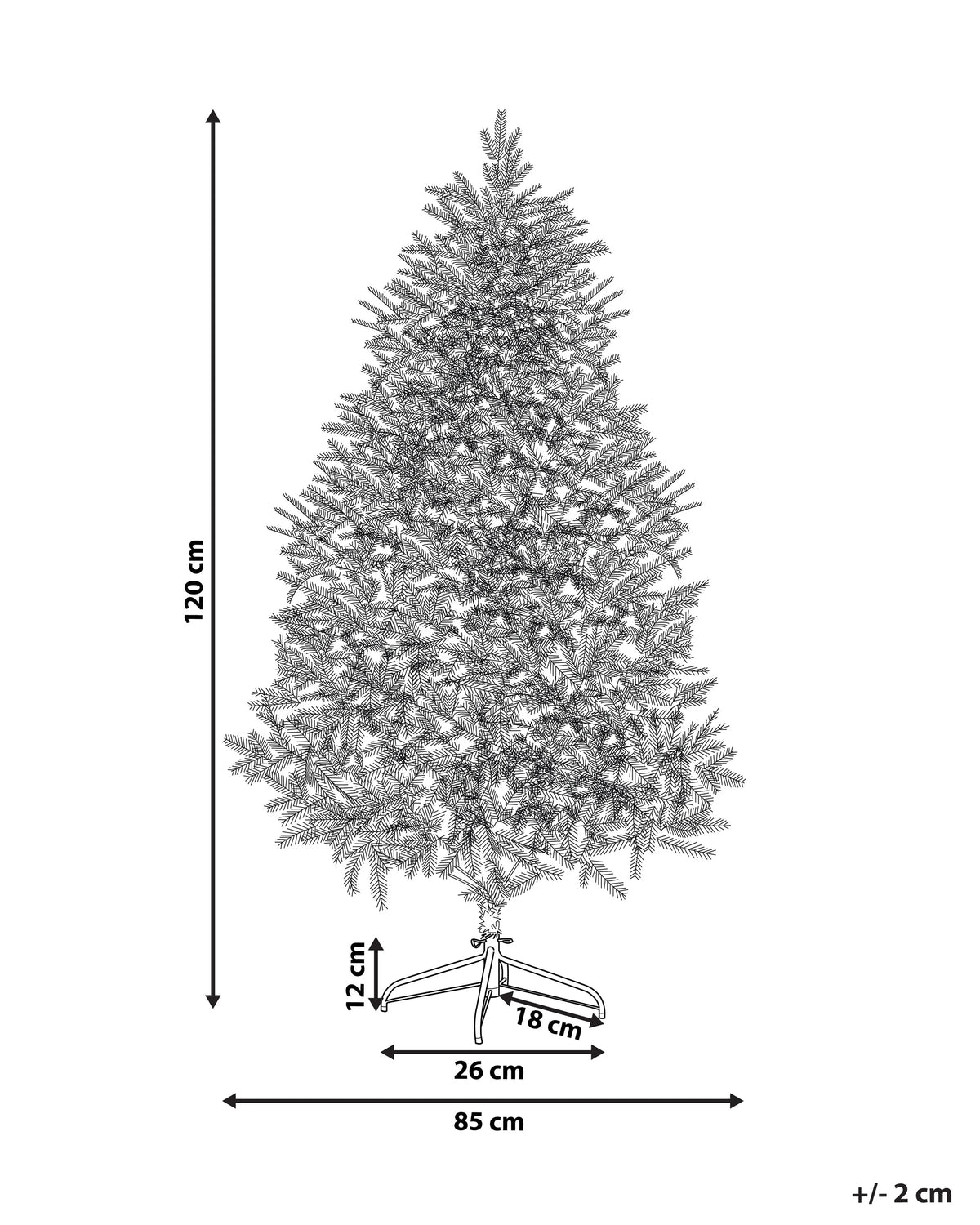 Sztuczna choinka zielona 120 cm z metalowym stojakiem