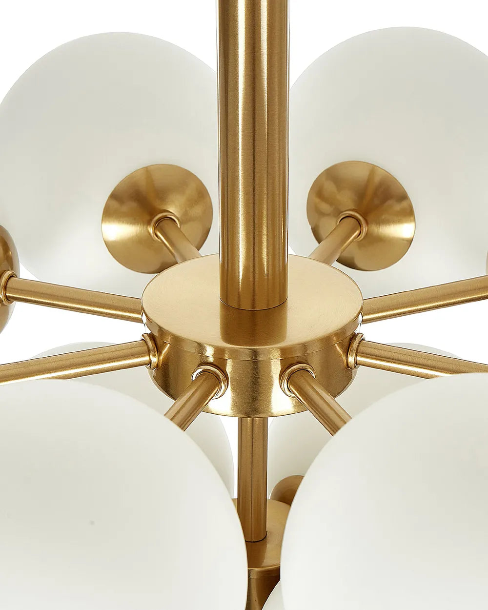 Mosiężna lampa wisząca z szklanymi kloszami 43 cm
