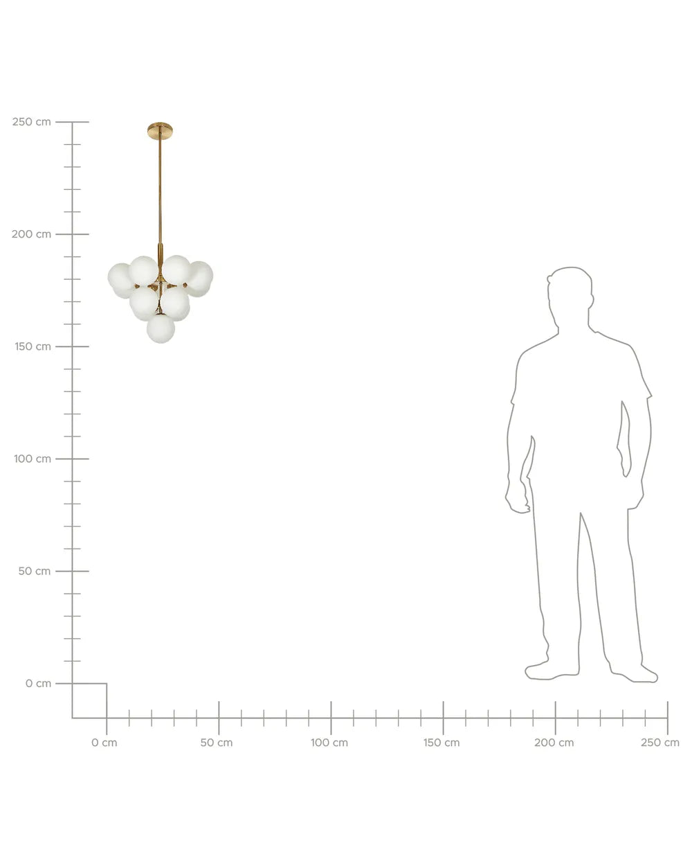 Mosiężna lampa wisząca z szklanymi kloszami 43 cm