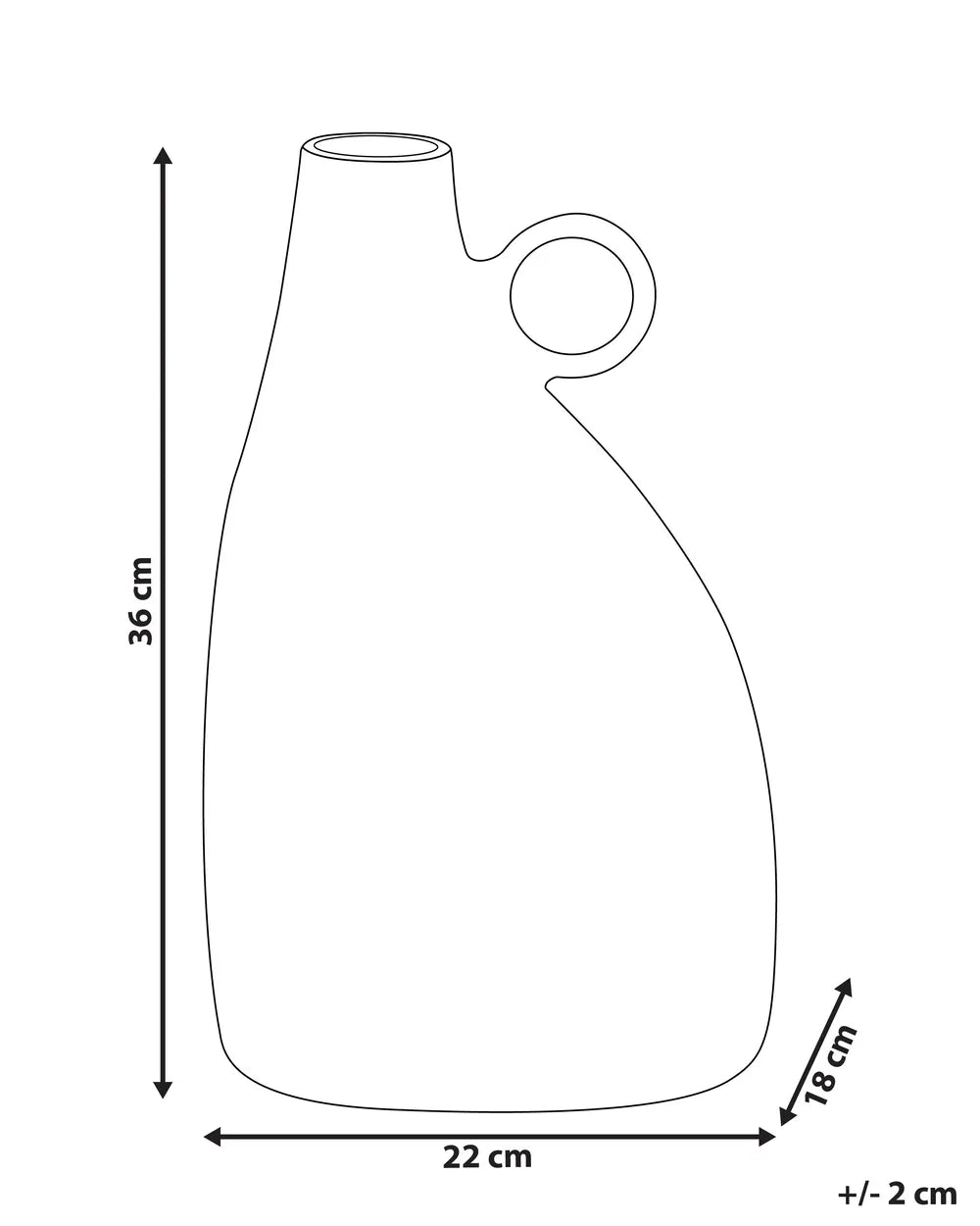 Czarny wazon dekoracyjny z aluminium z uchwytem 36 cm