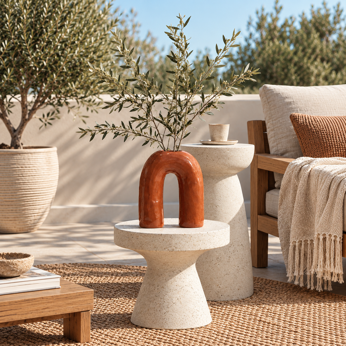 Brązowy wazon ceramiczny z kamionki 29 cm