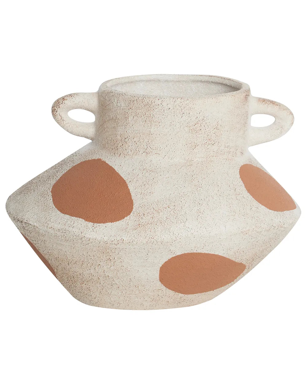 Beżowo-brązowy wazon ceramiczny z kamionki 19 cm