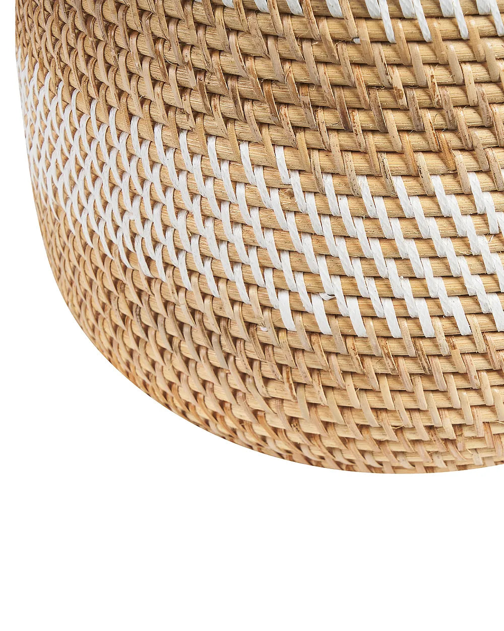 Biało-beżowy wazon dekoracyjny z rattanu 36 cm