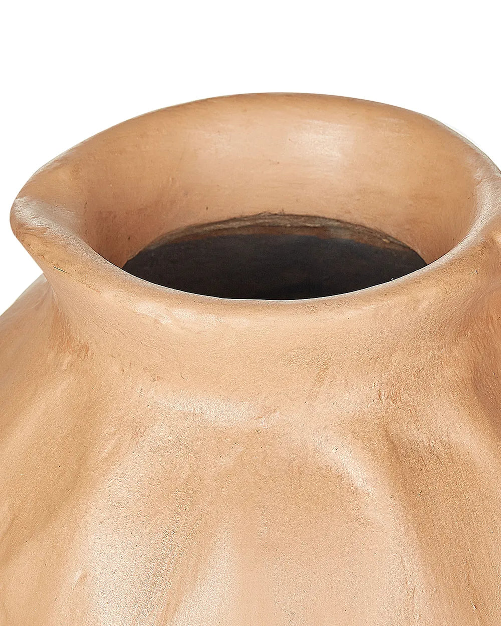 Duży wazon dekoracyjny z terakoty ciemnobeżowy 46 cm