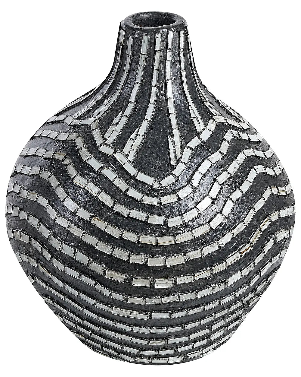 Czarno-biały wazon dekoracyjny z terakoty 35 cm
