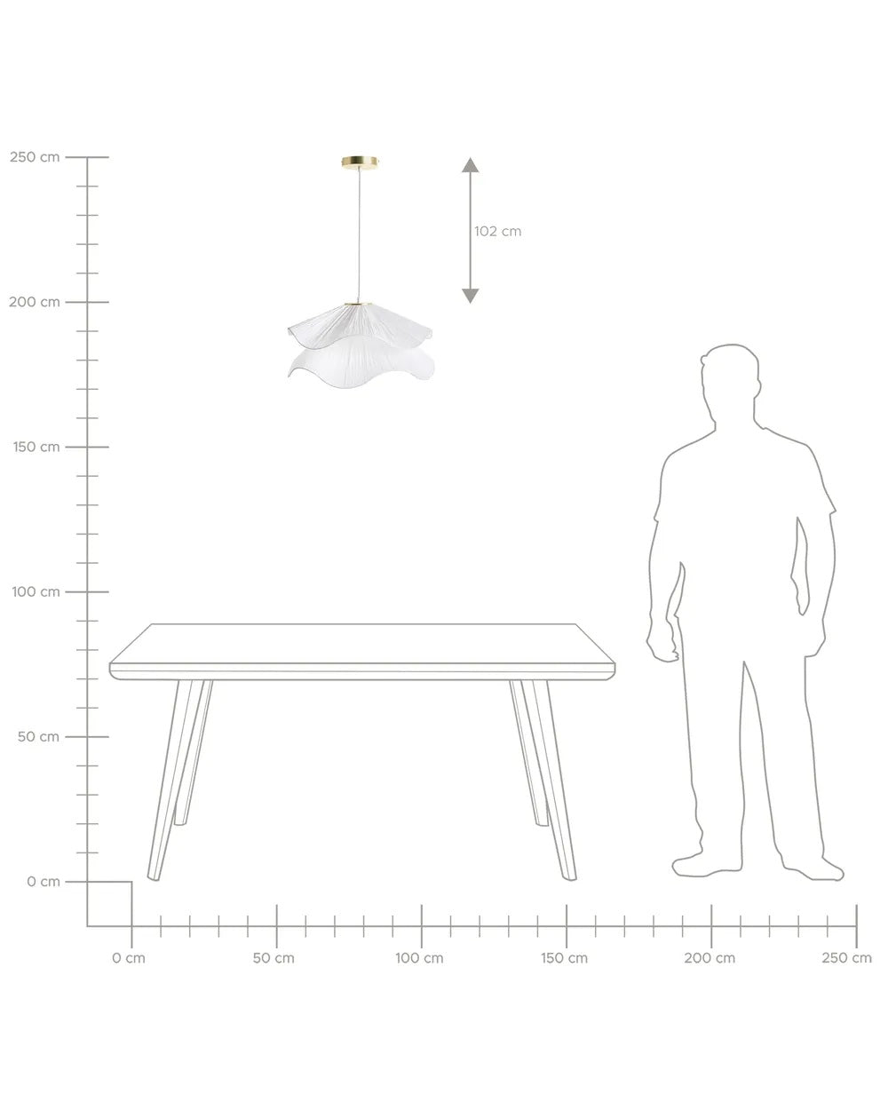 Biała lampa wisząca z podwójnym abażurem z tkaniny 50 cm